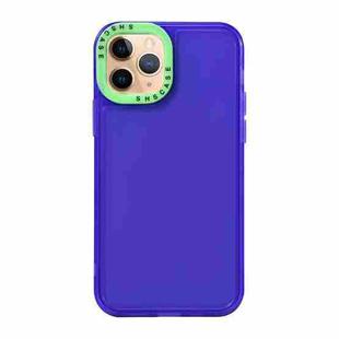 For iPhone 11 Pro Max Color Contrast Lens Frame Transparent TPU Phone Case(Purple + Green)