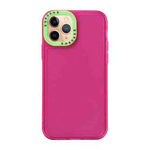 For iPhone 11 Pro Max Color Contrast Lens Frame Transparent TPU Phone Case(Rose Red + Green)