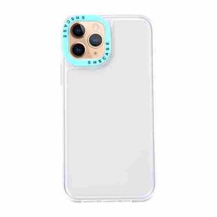 For iPhone 11 Pro Max Color Contrast Lens Frame Transparent TPU Phone Case(Transparent + Sky Blue)