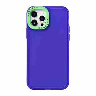 For iPhone 12 Pro Max Color Contrast Lens Frame Transparent TPU Phone Case(Purple + Green)
