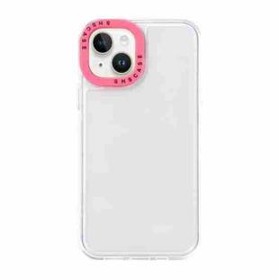 For iPhone 14 Color Contrast Lens Frame Transparent TPU Phone Case(Transparent + Rose Red)