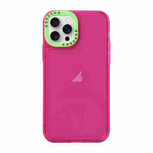 For iPhone 15 Pro Max Color Contrast Lens Frame Transparent TPU Phone Case(Rose Red + Green)