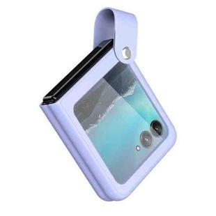 For Motorola Razr 40 Ultra Hand Strap Type Leather Phone Case(Purple)