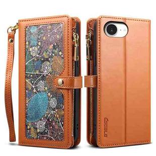 For iPhone 16e ESEBLE Star Series Lanyard Zipper Wallet RFID Leather Case(Brown)
