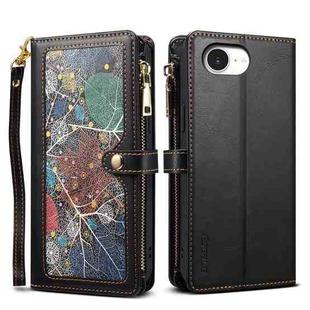 For iPhone 16e ESEBLE Star Series Lanyard Zipper Wallet RFID Leather Case(Black)