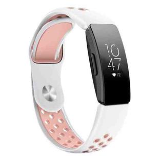 For Fitbit Inspire HR Two-color Silicone Watch Band, Size: Large Size(White Powder)