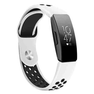 For Fitbit Inspire HR Two-color Silicone Watch Band, Size: Large Size(White Black)
