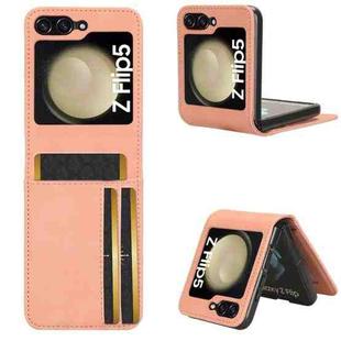 For Samsung Galaxy Z Flip5 5G Skin-feeling Half-split External Card Slot Folding Phone Case(Pink)