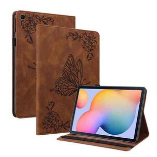 For Samsung Galaxy Tab S5e/T720/T725 Butterfly Flower Embossed Leather Tablet Case(Brown)