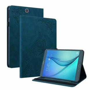 For Samsung Galaxy Tab A 9.7 T550 T555 Butterfly Flower Embossed Leather Tablet Case(Blue)