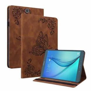 For Samsung Galaxy Tab A 9.7 T550 T555 Butterfly Flower Embossed Leather Tablet Case(Brown)