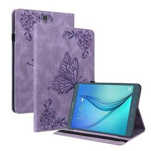 For Samsung Galaxy Tab A 9.7 T550 T555 Butterfly Flower Embossed Leather Tablet Case(Purple)