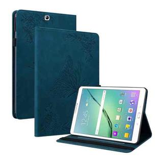 For Samsung Galaxy Tab S2 9.7 T810 T815 Butterfly Flower Embossed Leather Tablet Case(Blue)