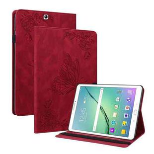 For Samsung Galaxy Tab S2 9.7 T810 T815 Butterfly Flower Embossed Leather Tablet Case(Red)