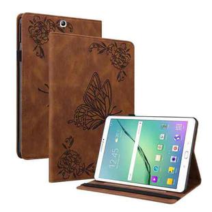 For Samsung Galaxy Tab S2 9.7 T810 T815 Butterfly Flower Embossed Leather Tablet Case(Brown)