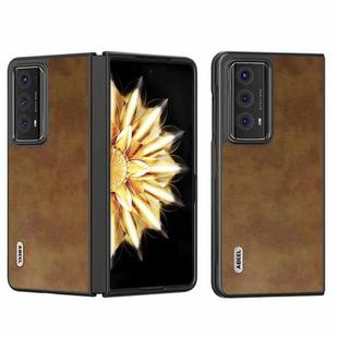 For Honor Magic V2 ABEEL Retro Litchi Texture PU Phone Case(Brown)