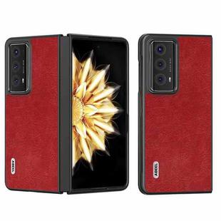 For Honor Magic V2 ABEEL Retro Litchi Texture PU Phone Case(Red)