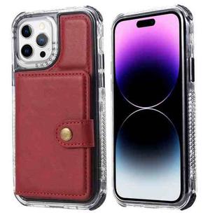 For iPhone 14 Pro Max Wallet Card Bag PU Back Cover Phone Case(Red)