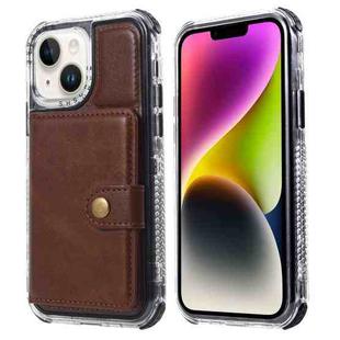For iPhone 14 Plus Wallet Card Bag PU Back Cover Phone Case(Brown)