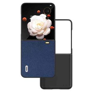 For Honor Magic V Flip ABEEL Genuine Leather Luolai Series Phone Case(Dark Blue)