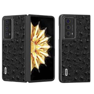 For Honor Magic V2 ABEEL Genuine Leather Ostrich Texture Phone Case(Black)