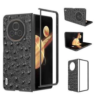 For Honor Magic V3 ABEEL Genuine Leather Ostrich Texture Phone Case(Black)