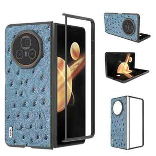 For Honor Magic V3 ABEEL Genuine Leather Ostrich Texture Phone Case(Blue)