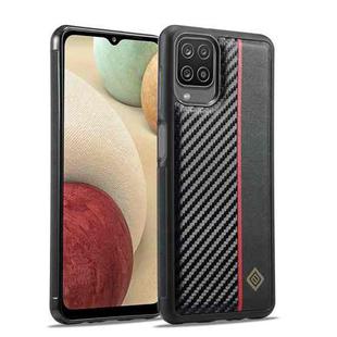 For Samsung Galaxy A12 LC.IMEEKE 3 in 1 Carbon Fiber Texture Shockproof Phone Case(Black)