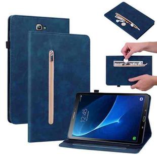 For Samsung Galaxy Tab A 10.1 2016/T580/T585 Skin Feel Solid Color Zipper Leather Tablet Case(Blue)