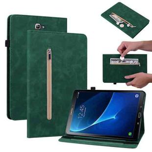 For Samsung Galaxy Tab A 10.1 2016/T580/T585 Skin Feel Solid Color Zipper Leather Tablet Case(Green)