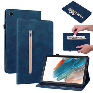 For Samsung Galaxy Tab А9+ Skin Feel Solid Color Zipper Leather Tablet Case(Blue)