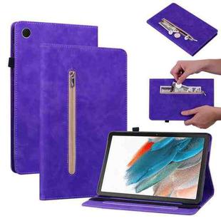 For Samsung Galaxy Tab А9+ Skin Feel Solid Color Zipper Leather Tablet Case(Purple)