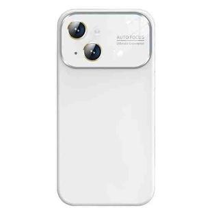 For iPhone 14 Plus Liquid Silicone Large Glass Window Phone Case(White)