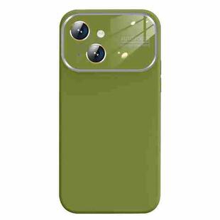 For iPhone 14 Liquid Silicone Large Glass Window Phone Case(Green)