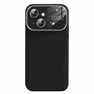 For iPhone 14 Liquid Silicone Large Glass Window Phone Case(Black)