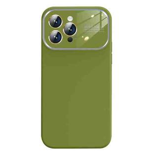 For iPhone 14 Pro Liquid Silicone Large Glass Window Phone Case(Green)