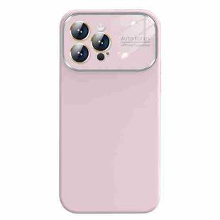 For iPhone 14 Pro Liquid Silicone Large Glass Window Phone Case(Pink)