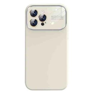 For iPhone 14 Pro Liquid Silicone Large Glass Window Phone Case(Antique White)