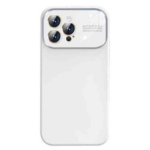 For iPhone 14 Pro Liquid Silicone Large Glass Window Phone Case(White)