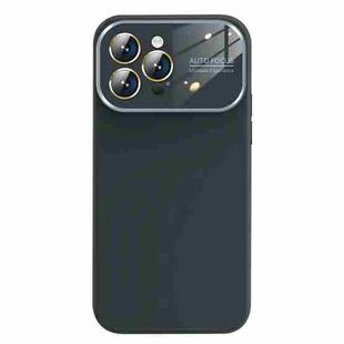 For iPhone 14 Pro Max Liquid Silicone Large Glass Window Phone Case(Graphite Gray)