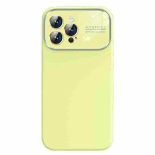 For iPhone 14 Pro Max Liquid Silicone Large Glass Window Phone Case(Yellow)