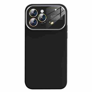 For iPhone 14 Pro Max Liquid Silicone Large Glass Window Phone Case(Black)