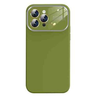 For iPhone 13 Pro Liquid Silicone Large Glass Window Phone Case(Green)