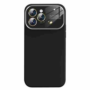 For iPhone 13 Pro Liquid Silicone Large Glass Window Phone Case(Black)