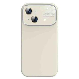 For iPhone 13 Liquid Silicone Large Glass Window Phone Case(Antique White)