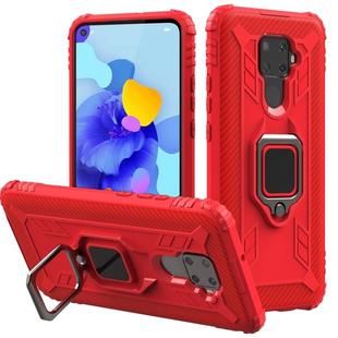 For Huawei nova 5i Pro / Mate 30 Lite / nova 5z Carbon Fiber Protective Case with 360 Degree Rotating Ring Holder(Red)