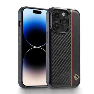 For iPhone 14 Pro LC.IMEEKE 3 in 1 Carbon Fiber Texture Shockproof Phone Case(Black)