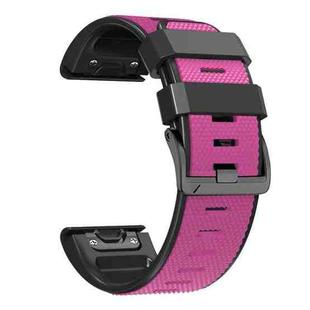 For Garmin Fenix 7 Pro 22mm Screw Buckle Diamond Texture Two Color Silicone Watch Band(Pink+Black)