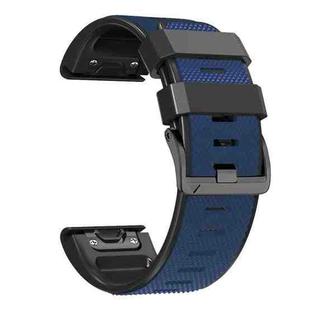 For Garmin Fenix 7 Pro 22mm Screw Buckle Diamond Texture Two Color Silicone Watch Band(Dark Blue+Black)