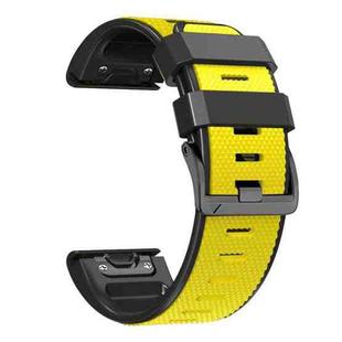 For Garmin Fenix 7 Pro 26mm Screw Buckle Diamond Texture Two Color Silicone Watch Band(Yellow+Black)